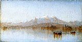 Mount Canvas Paintings - Mount Katahdin from Lake Millinocket
